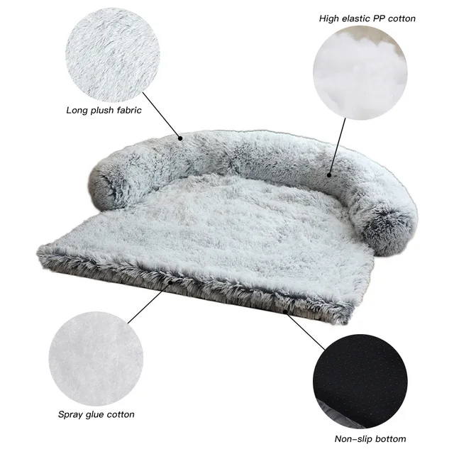 Abnehmbare Plüsch Pet Hund Bett Sofa für Große Hunde Haus Matte Zwinger Winter Warme Katze Bett Pad Waschbar Hund Kissen decke Sofa Abdeckung 2