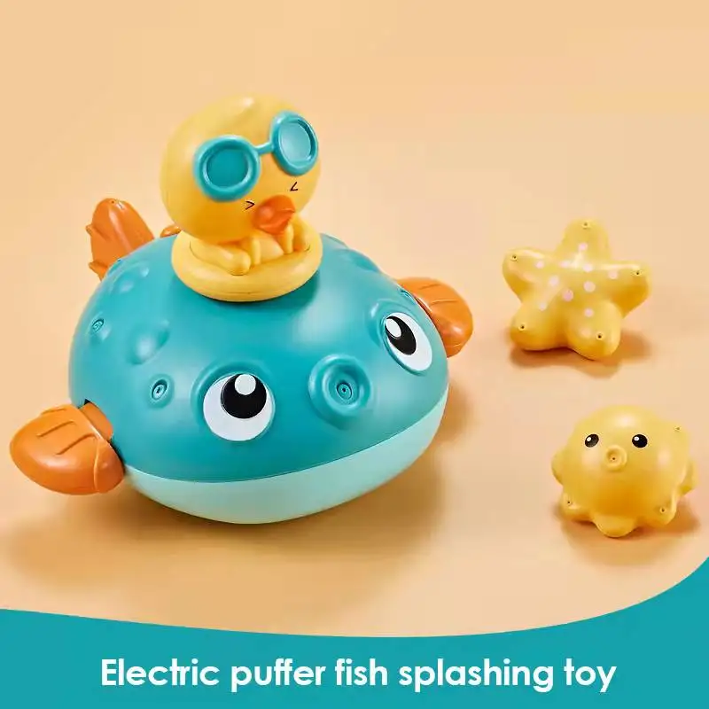 Baby Bath Toys For for kids Spray Water Shower Swim Pool Bathing Toys Spinning Boat with Toy globefish Bathtub Toys for Toddlers