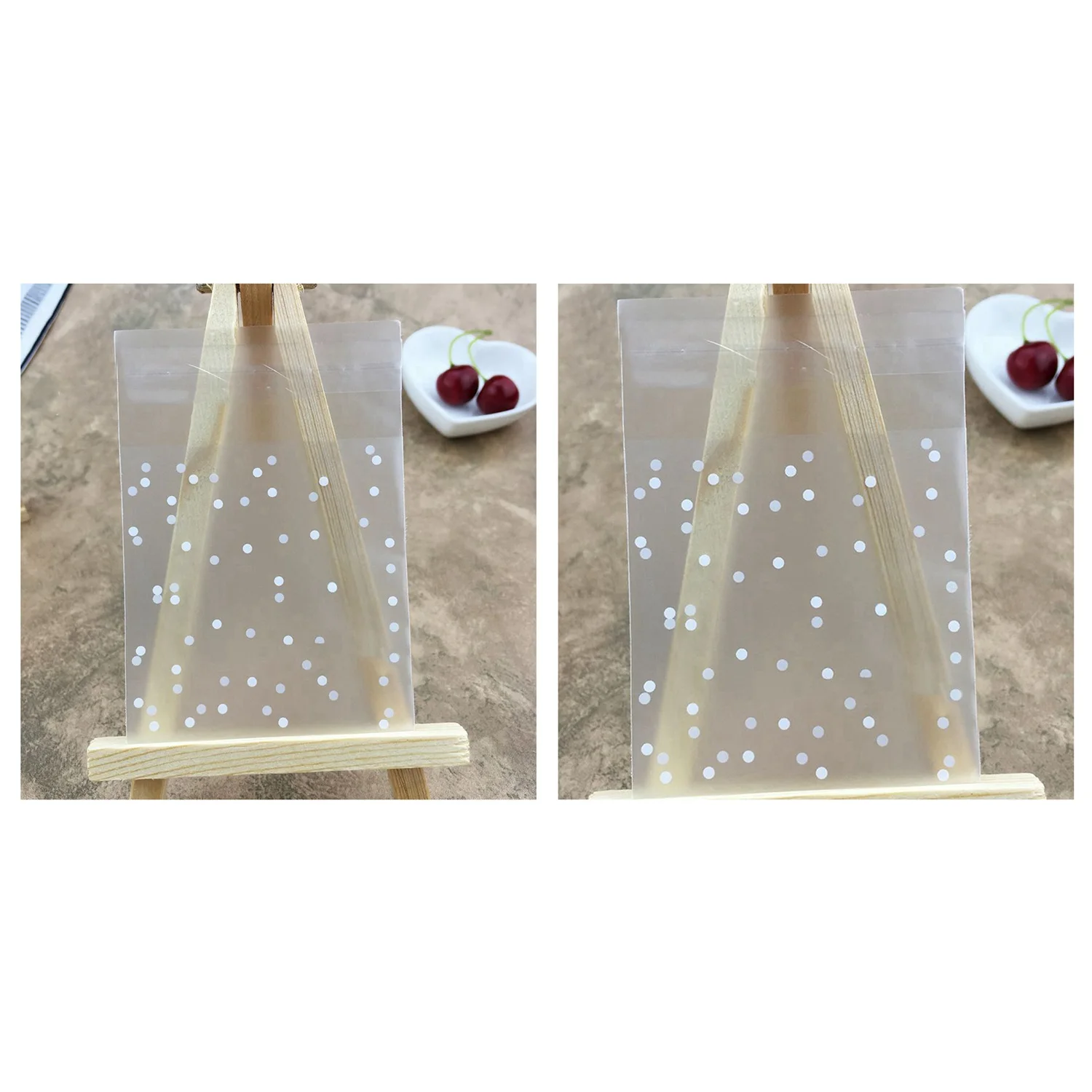 

200Pcs Frosted Cute Dots Plastic Pack Candy Cookie Soap Packaging Bags Cupcake Wrapper Self Adhesive Sample Gift Bag - 100pcs