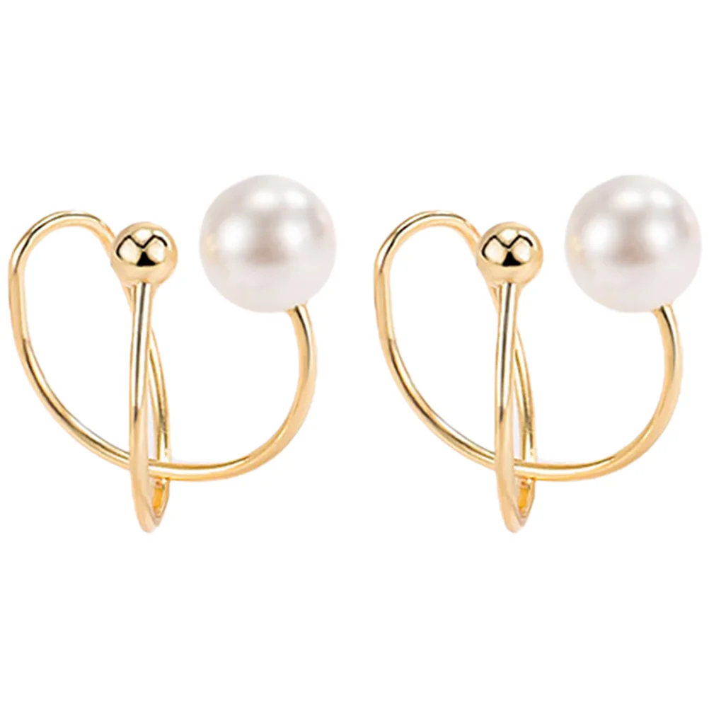 

1 Pair Women Non- Earrings Clip Earrings Clip On Wrap Earrings Clip On Pearl Earrings Pearl Ear Cuff