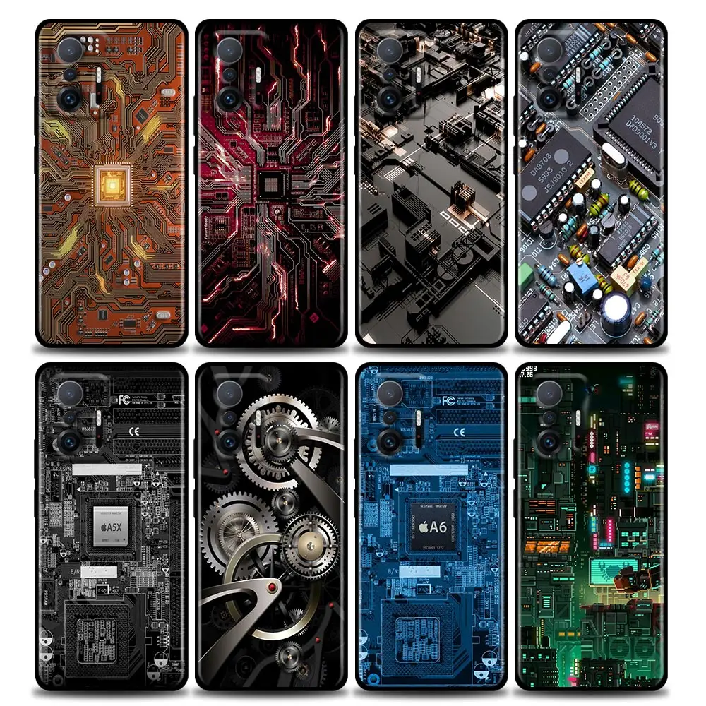 

Phone Case for Xiaomi Mi 11i 12 12X 11 11X 11T Case Poco X3 NFC M3 Pro F3 GT M4 Silicone Cover Motherboard Circuit board