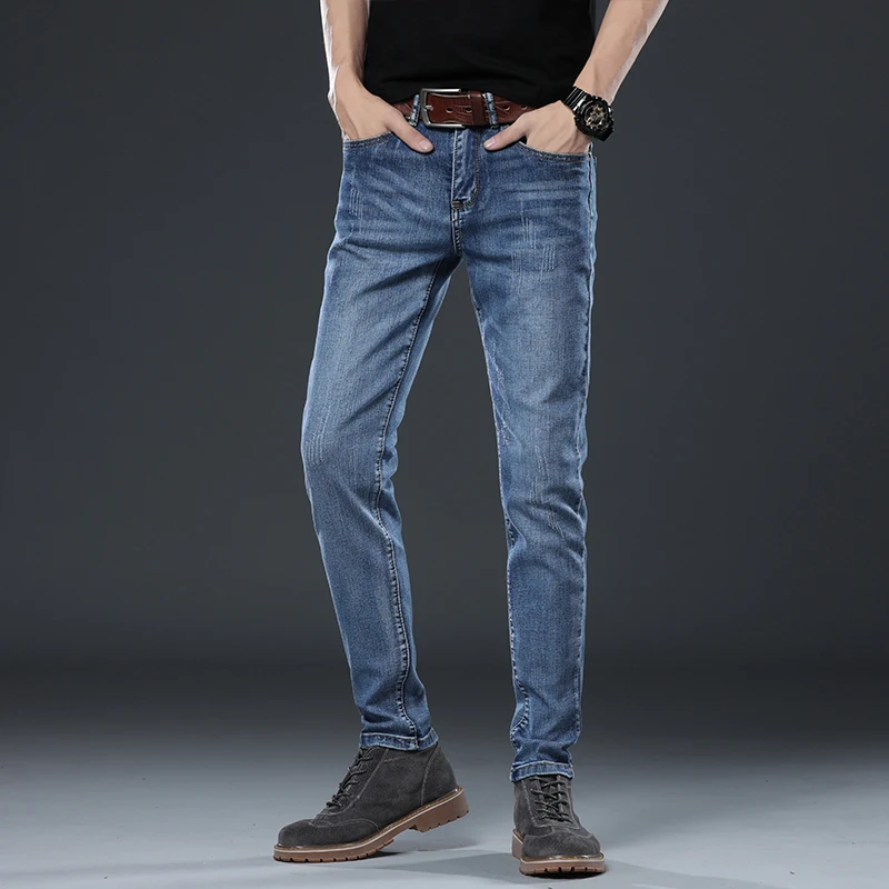 Thoshine Brand Spring Summer Autumn Men Jeans Skinny Fit Fashion Comfortable Denim Pants Slim Fit Cowboy Elastic Trousers