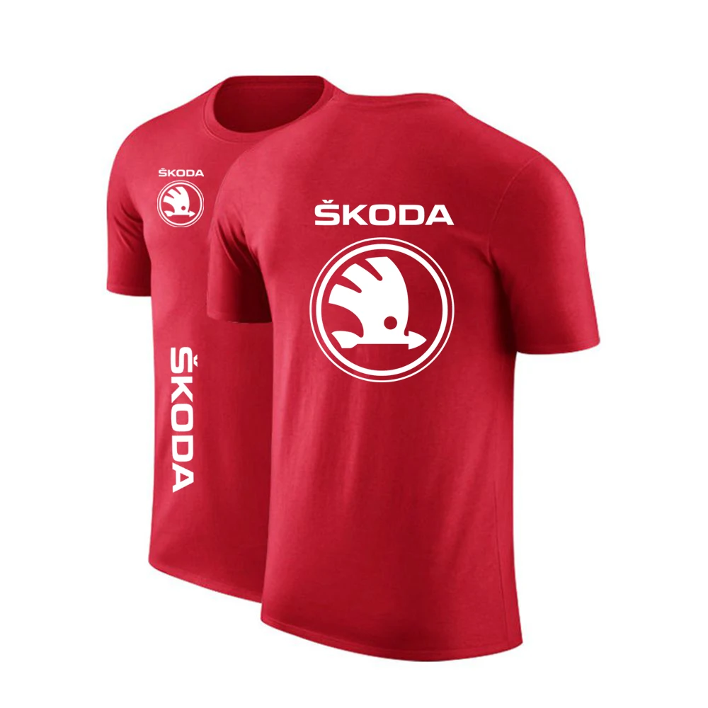 2022 мужские летние однотонные футболки с логотипом Skoda Car на заказ хлопковые