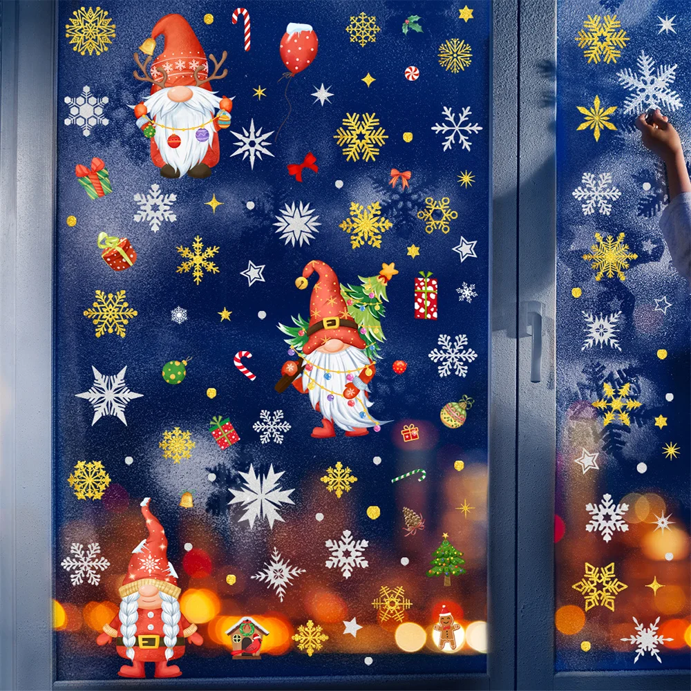 

9 Sheet/set Christmas Window Clings Waterproof Decorations Decals Glass Windows Holiday New Year Home School Party Supplies