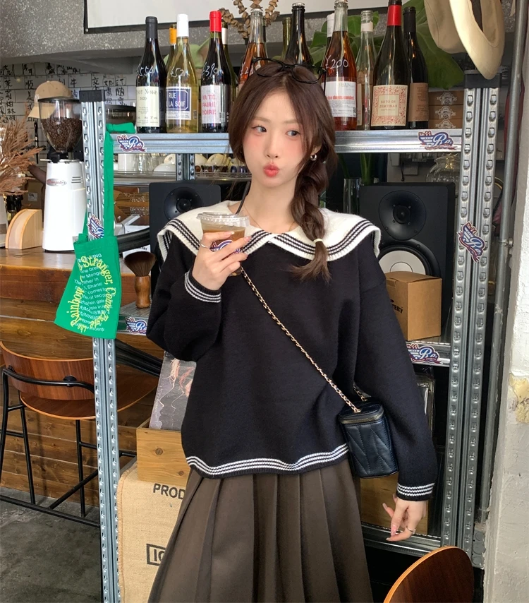 Повседневный вязаный свитер MiiiiX в стиле преппи женские пуловеры утепленный