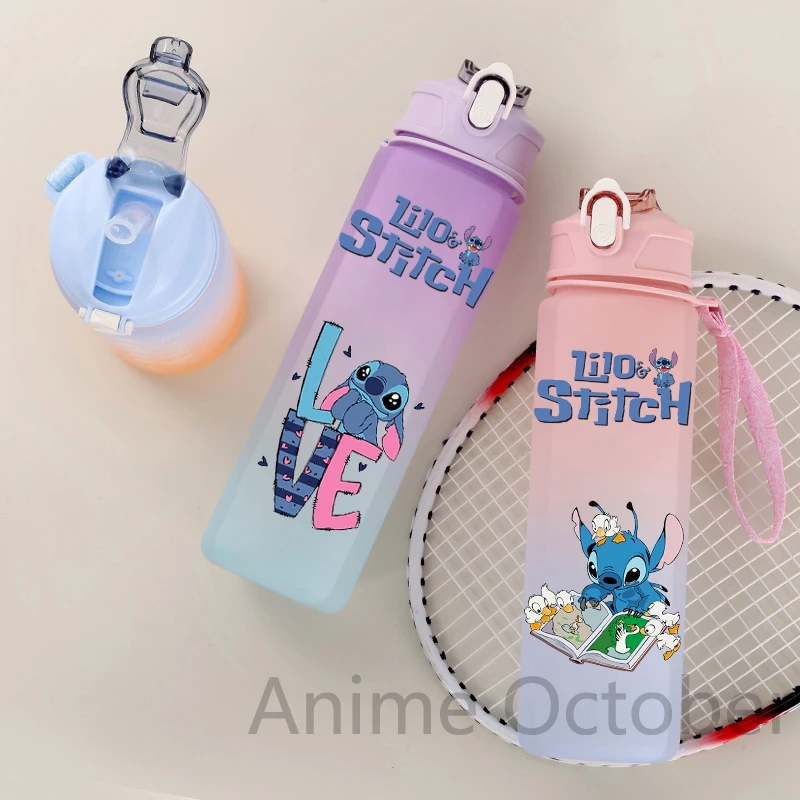 Water Bottle Disney Lilo Stitch Cartoon Large Capacity Drinking Cup Portable Outdoor Sports 750ML Children Kid Gift