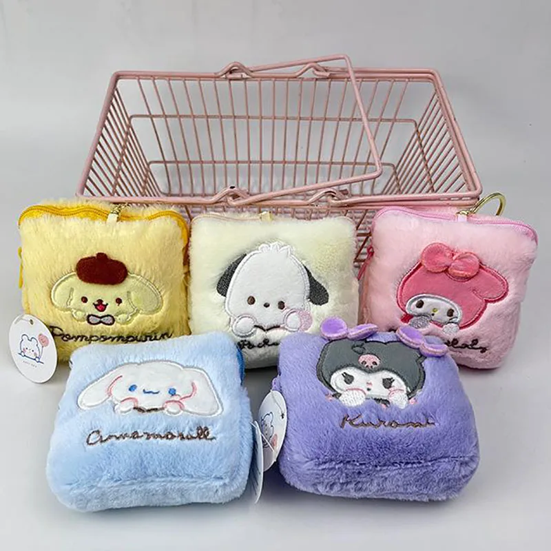 

Sanrio Coin Purse Cartoon Anime Square Doll Pendant Kawaii Cinnamoroll Pochacco Kuromi Multifunctional Backpack Accessories