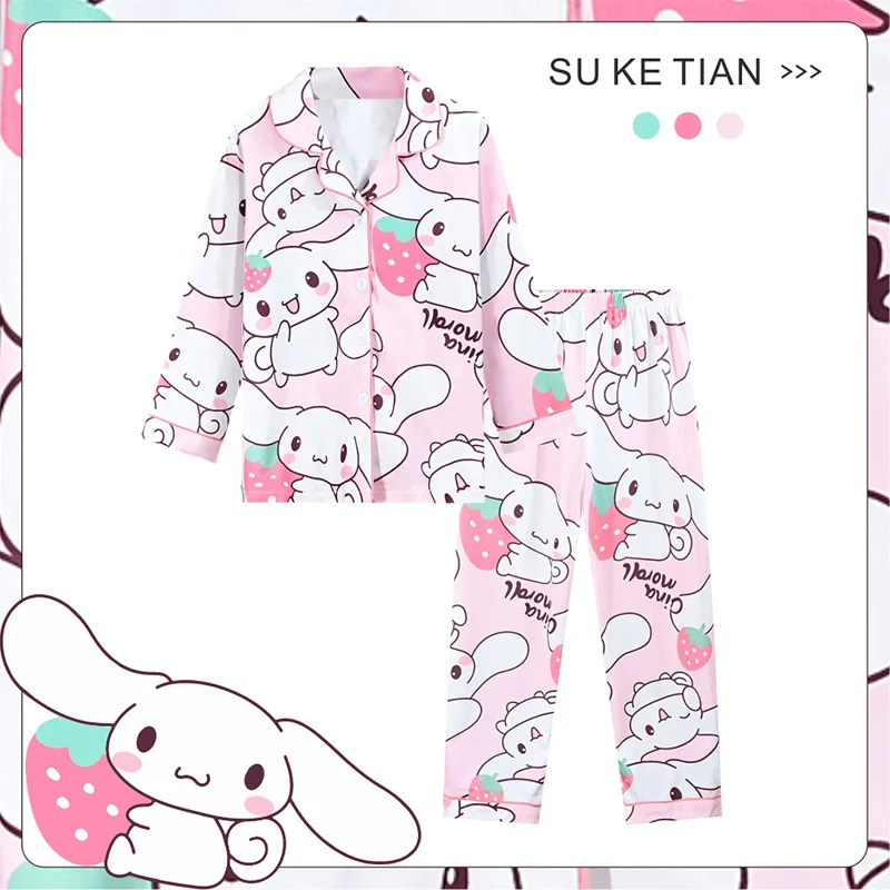 

Anime Sanrio Kuromi Pochacco My Melody Children's Fall Pajamas Cute Pom Pom Purin Boy Girl Casual Long Sleeve Pajama Set Gift