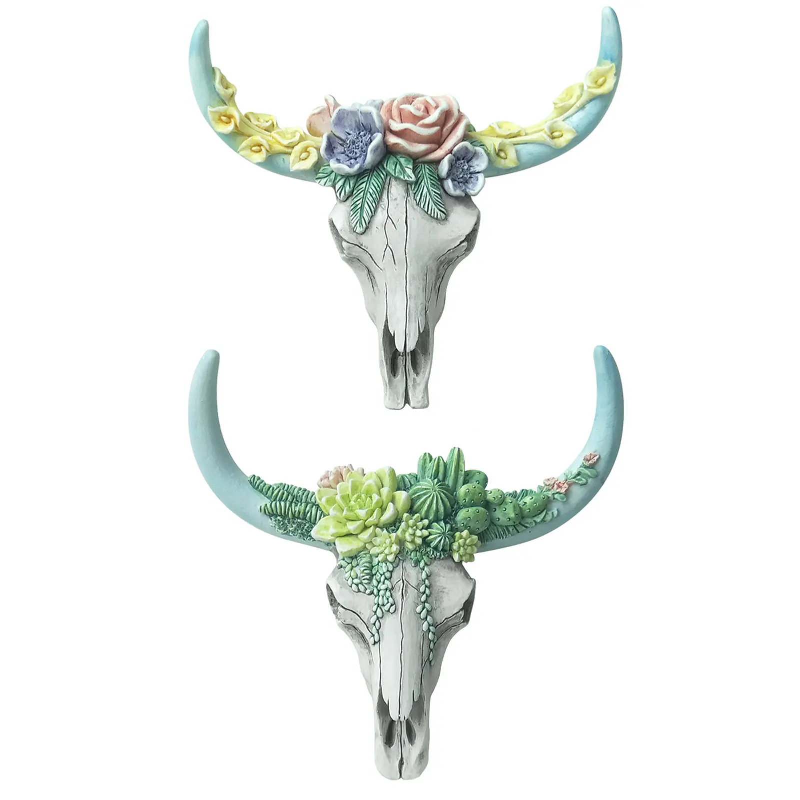 New Hot Succulent Cow Skull Ornament Vintage Style Creative Decoration for Family Friend Neighbor Gifts