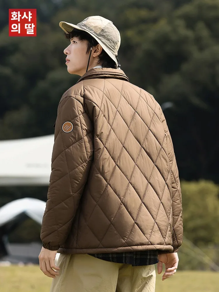 Стеганая куртка с ромбами мужские осенние и зимние повседневные свободные