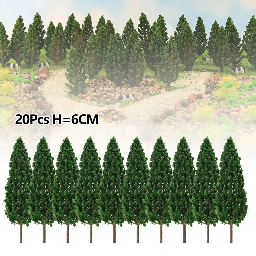 

20pcs 6CM Green Plastic Model Tree Micro Landscape Building Model Train Layout Model Sand Table Model DIY Accessories Home Decor