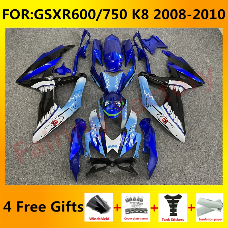 

NEW ABS Motorcycle Whole Fairing kit fit for GSXR600 750 GSXR 600 GSX-R750 K8 2008 2009 2010 full Fairings kits set blue white