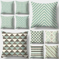 2022 new light green geometric wave stripe style pillow case modern sofa geometry decorative bed living room couch cushion cover