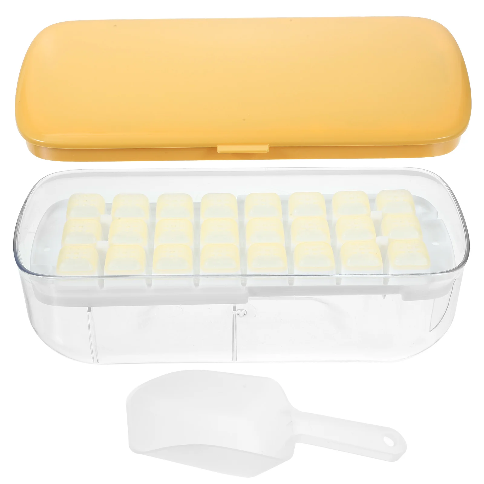 

Para Ice Tray Cubes Molds Plastic Making Trays Freezer Lid Container