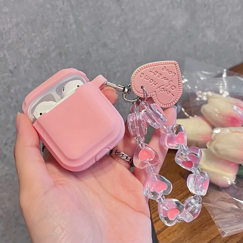 

fundas For AirPods Pro Case AirPods 2 Cute Korean chain Pendant keyring headphone case air pods Pro 3 silicone Earphone Cover