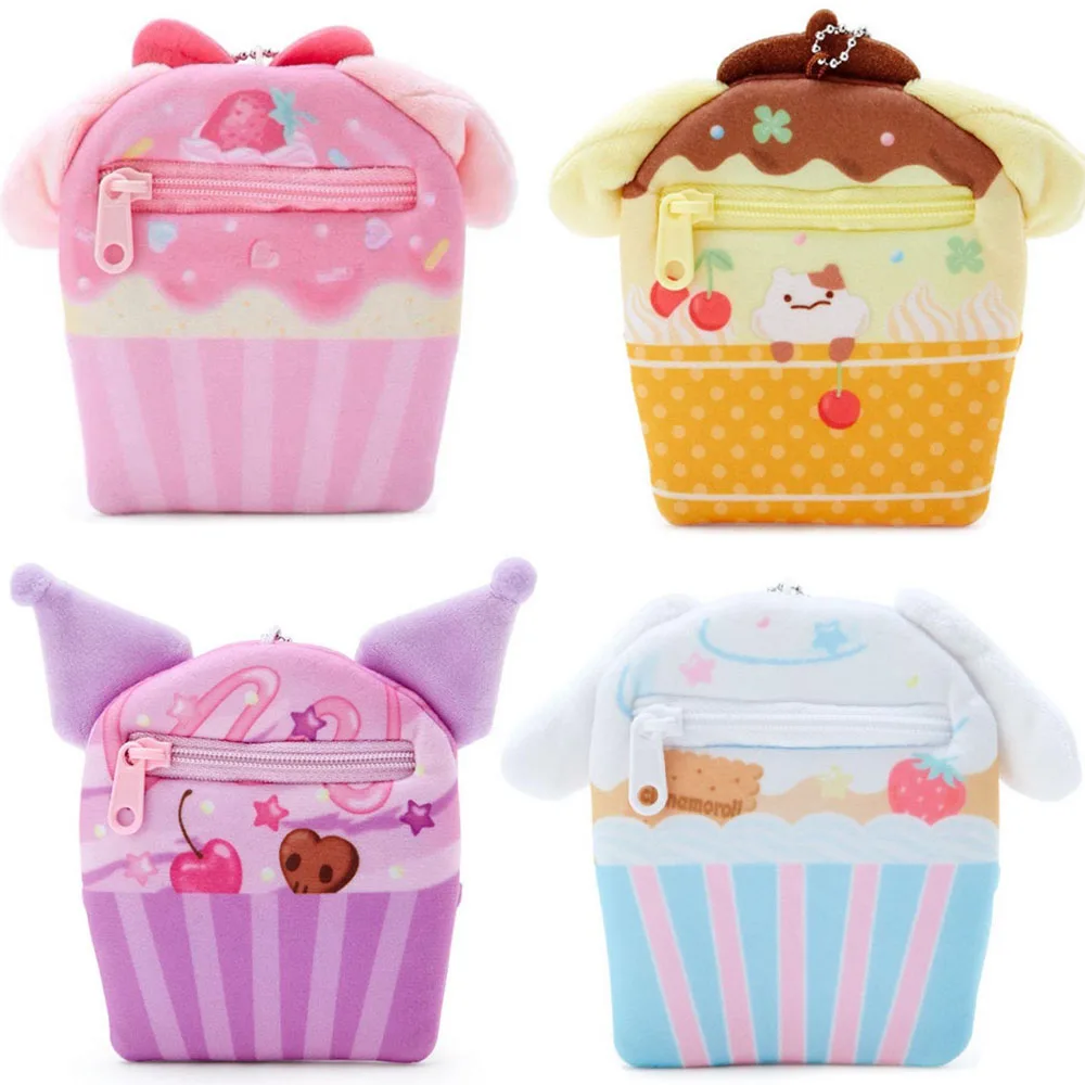 

Kawaii My Melody Kuromi Cinnamoroll Pompom Purin Sanrioed Anime Plush Dolls Bag Pendant Toys Cartoon Cute Coin Purse Key Case