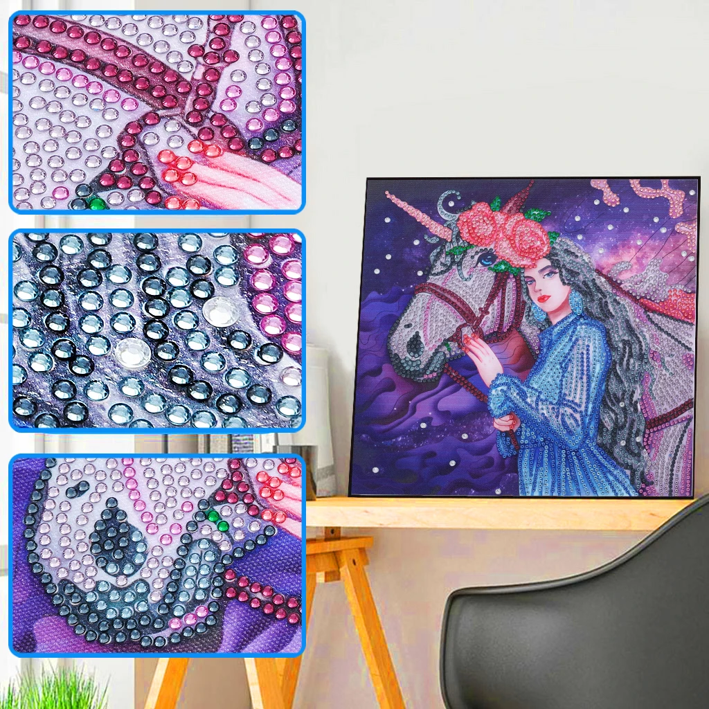 

5D алмазная живопись с красивой девушкой лошадью особой формы, вышивка, вышивка стразами, Набор для вышивки крестиком «сделай сам»