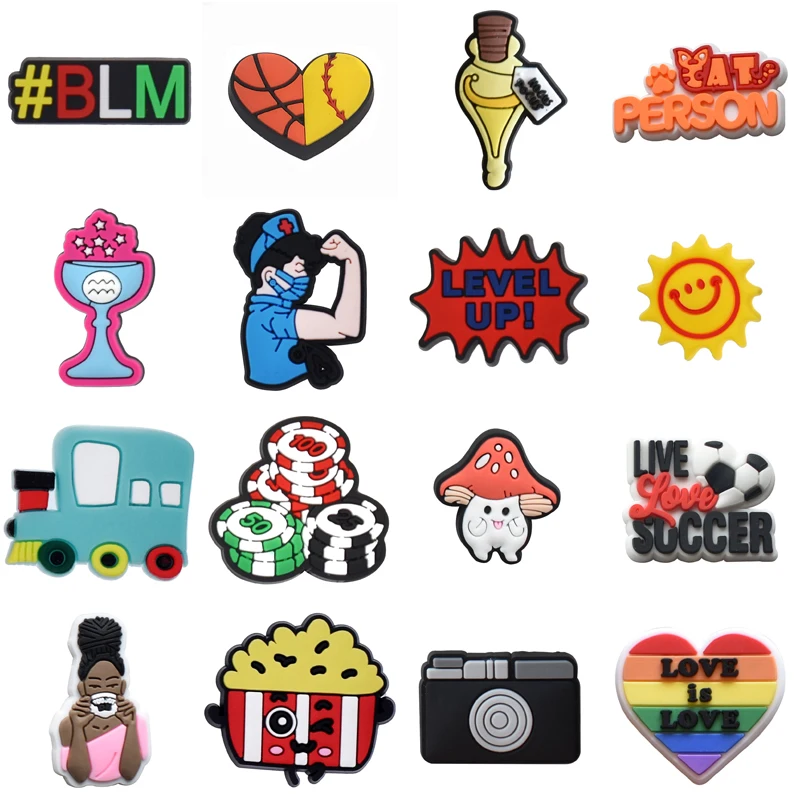 

Single Sales PVC Shoes Charms Accessories Boys Girls Garden Clog Buckle Decorations for Croc Sandals Wristband Party Gifts