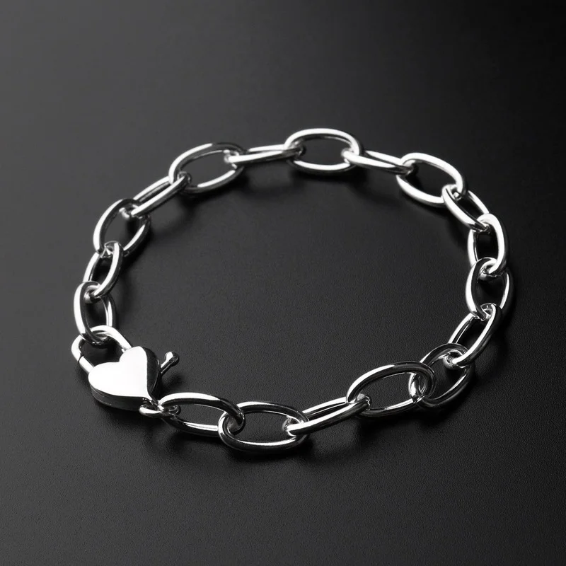 

Korean style S925 sterling silver fashion love buckle O ring chain bracelet hand jewelry DIY sterling silver chain women