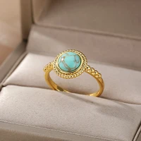 stainless steel opal rings for women zircon moonstone ring couple rings boho wedding jewelry valentines day gift anillos