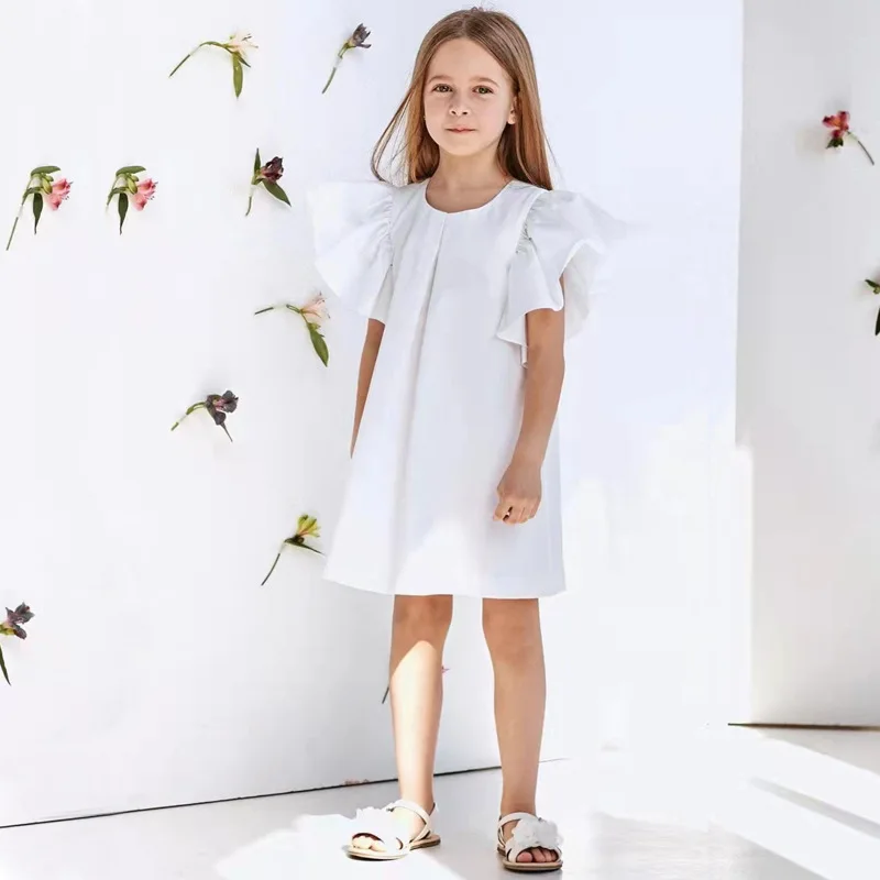 

Summer Dresses for Girls White Elegant 2022 New Kids Clothes Fashion Ruffles Design School Baby Girl Princess Dress 3 8 12 Years