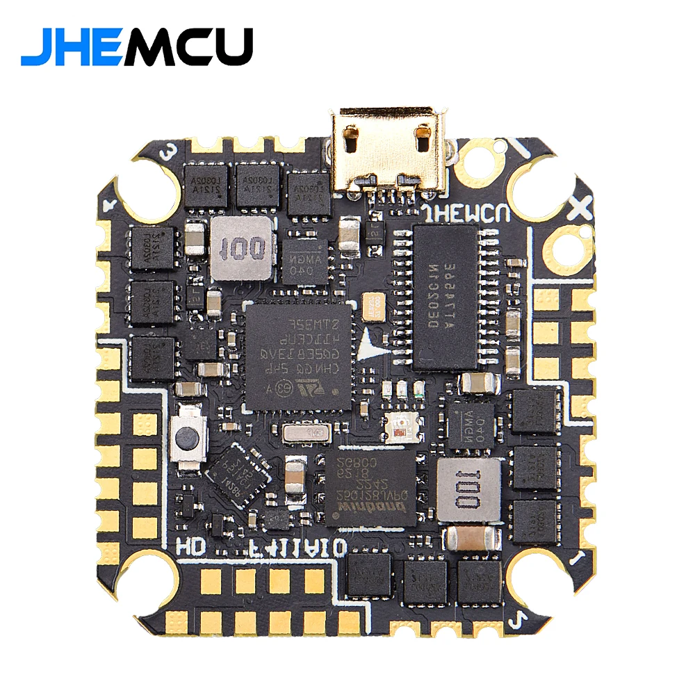 JHEMCU GHF411AIO-HD OSD Контроллер полета BLheli_S 40A 3-6S 4 в 1 бесщеточный ESC Для Зубочисток RC FPV гоночный Дрон
