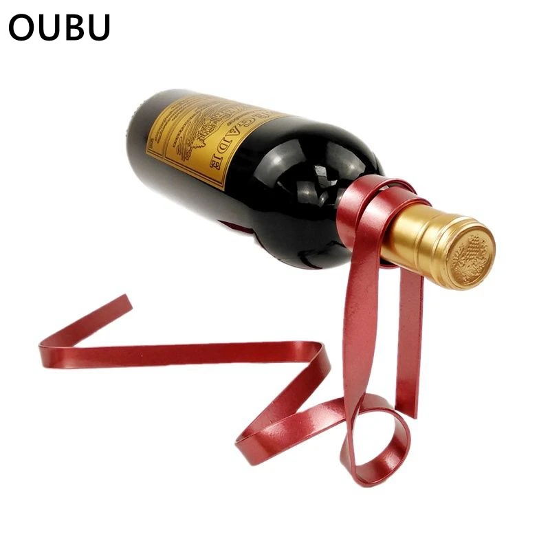 

OUBU Creative Floating Ribbon Shaped Wine Holder Iron Wine Table Stand Nodic Metal Decor Wine Rack Home Decoration Accessories