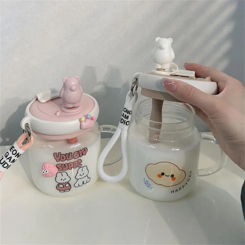 

700ml Summer New Kettles Water Cups Glass Cups Womens High-value Cute Home Students Straw Cups Water Bottles Free Shipping