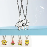 anime cartoon necklace sponge couple necklace creative pair jewelry gift good friend necklace pendant fashion cute wholesale