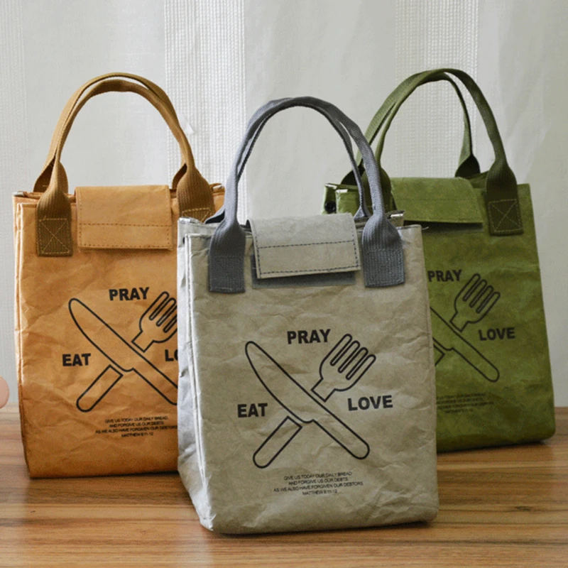 

Изоляционные пакеты, герметичный бумажный Ланч-бокс, портативная Изолированная Бытовая Термосумка, изолированная сумка из крафт-бумаги с защитой от жира и воды