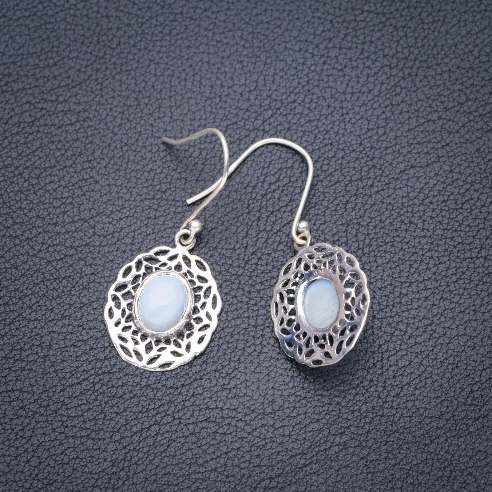 

StarGems Natural Blue Opal Handmade 925 Sterling Silver Earrings 1.5" E6146