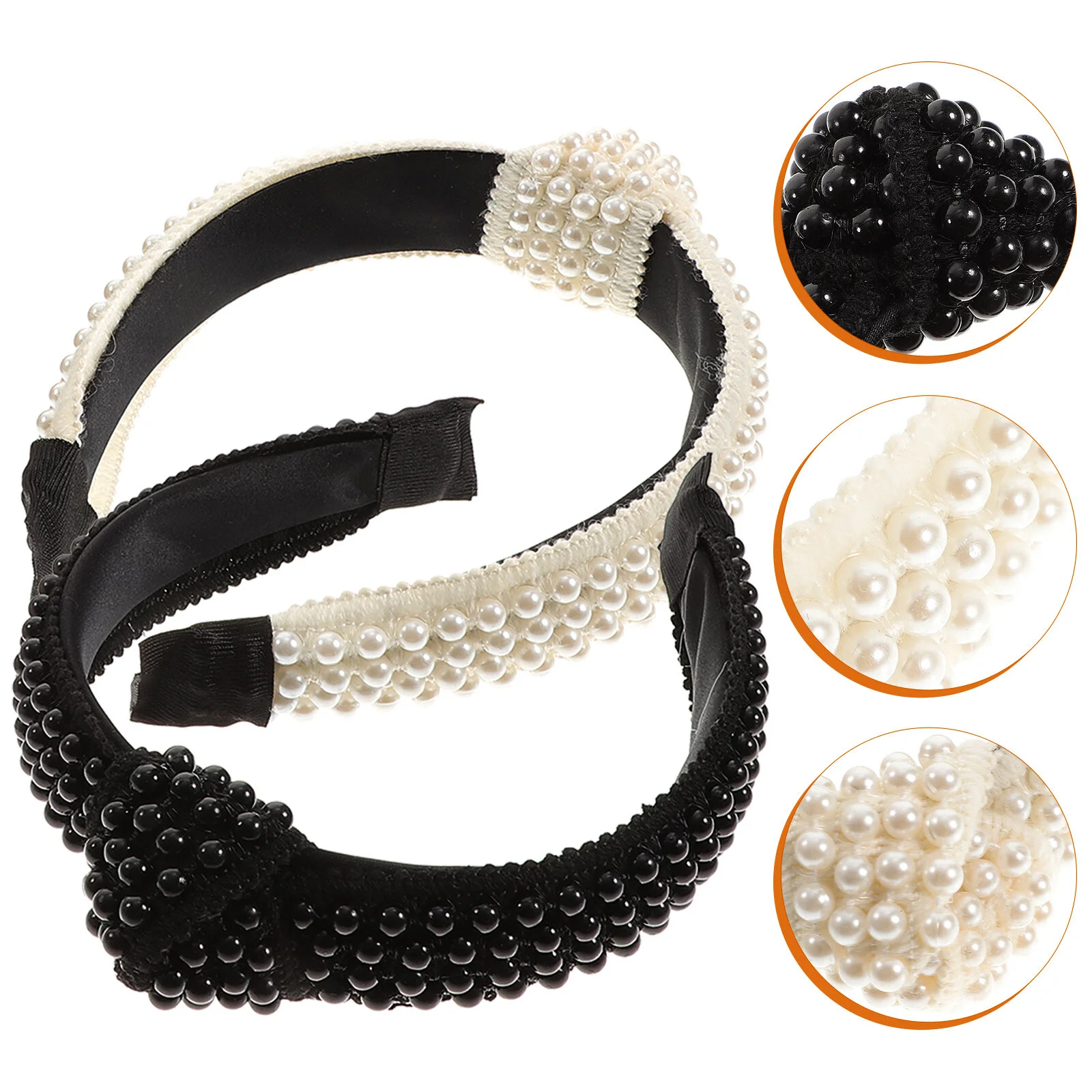 

2 Pcs Bridal Headpiece Handmade Headdress Headband Hair Hoops Girls Headwrap Bride