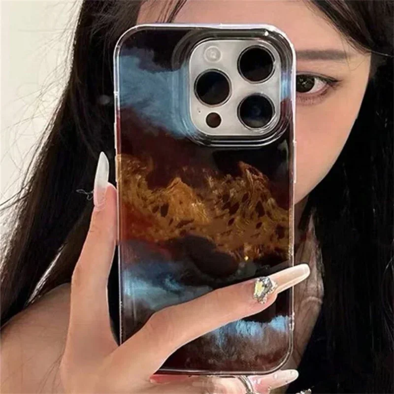 Силиконовый чехол для телефона Vortex Pattern Янтарный, черный, коричневый, для iPhone 16, 11, 12, 13, 14, 15 Pro Max X XS XR 7 8 Plus SE2, мягкий чехол (art.: 3920cb4946ee2) - 3920cb4946ee2