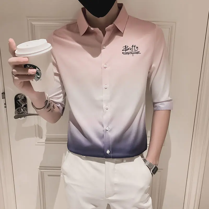 Мужская деловая рубашка с V-образным вырезом и коротким рукавом |