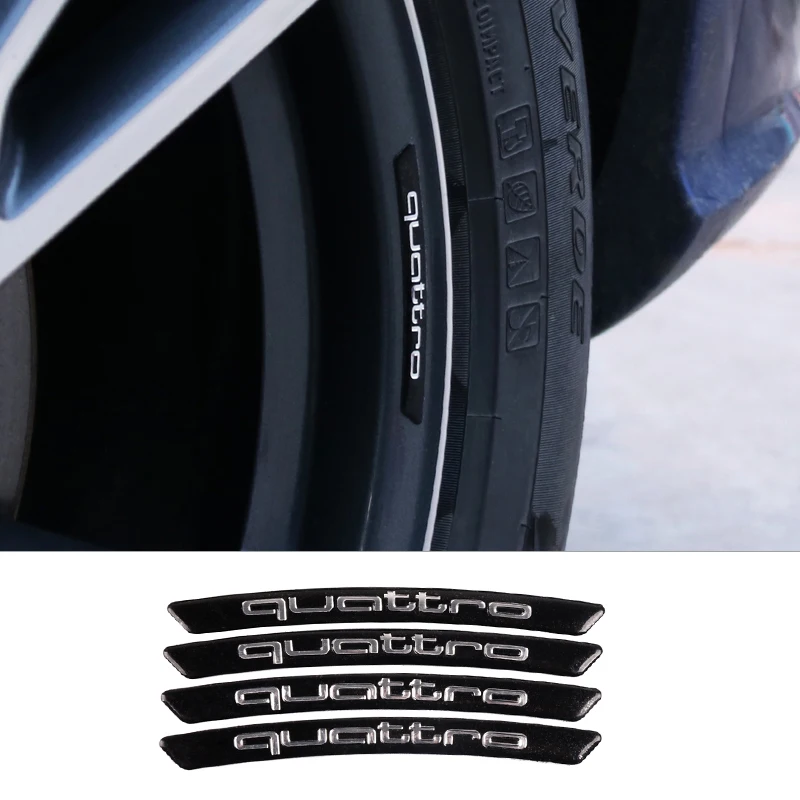 4pcs Alloy Car Wheel Hub Stickers Quattro Emblem Accessories For Audi Sline A1 A3 A4 B8 B7 B6 A5 A6 A7 A8 Q2 Q3 Q5 Q7 TT