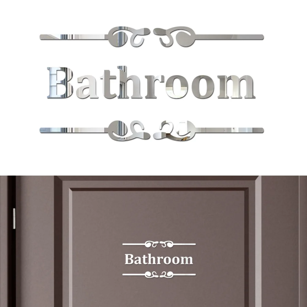 

Wall Sticky Acrylic Wall Sticker Creative Wall Sticker Personality "Bathroom" English Sign Sticker Mirror Wall Sticker