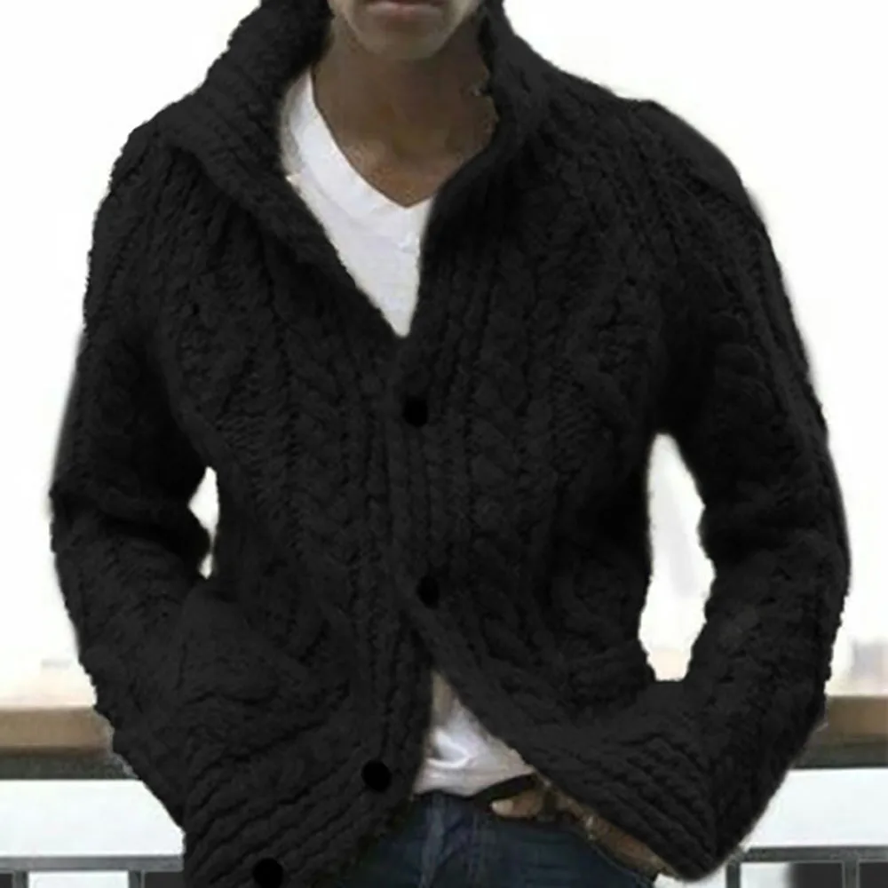 

Plus Size Men Sweater Autumn Winter Cardigan Single Breasted Sweater Men's Long Sleeve Casual Lapel Loose Sweaters Fashion Brand