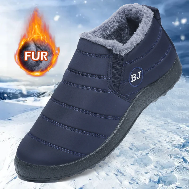 

Кроссовки мужские зимние водонепроницаемые, повседневная обувь, дышащие, черные