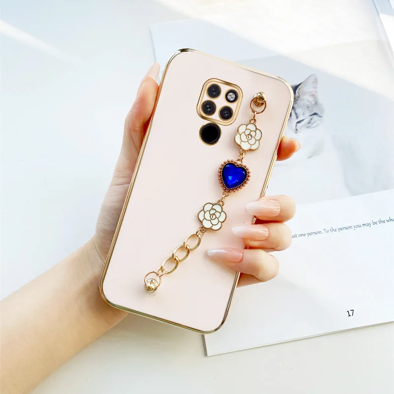 

Dark Blue Love Chain Case for Huawei Mate 20 Mate 20 Pro 20 X 30 Nova 3 3i 4 5i P20 Lite P Smart Plus 2018 Flower Love Bracelet