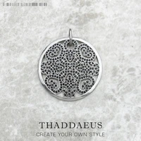 pendant arabesque disc ornament pave brand new fashion 925 sterling silver vintage jewelry europe gift for women