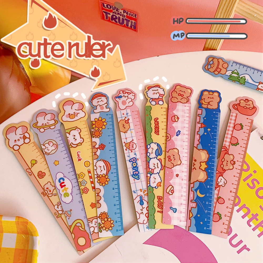 

15cm Student Soft Ruler Measuring Drawing Stationery School Supplies Diy Bendable Magnetic Ruler Cute Kawaii Office Stationery