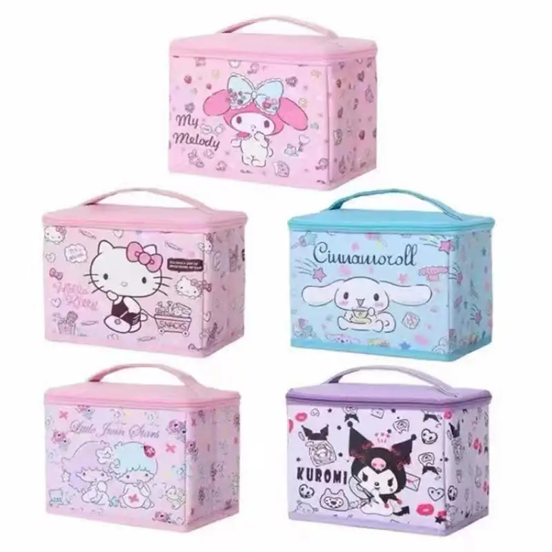 

Sanrios Kuromi Pu Hand Carry Cosmetic Bag Anime Figure Kawaii Cartoon Cinnamoroll Hand Carry Cosmetic Bag Storage Glove Box