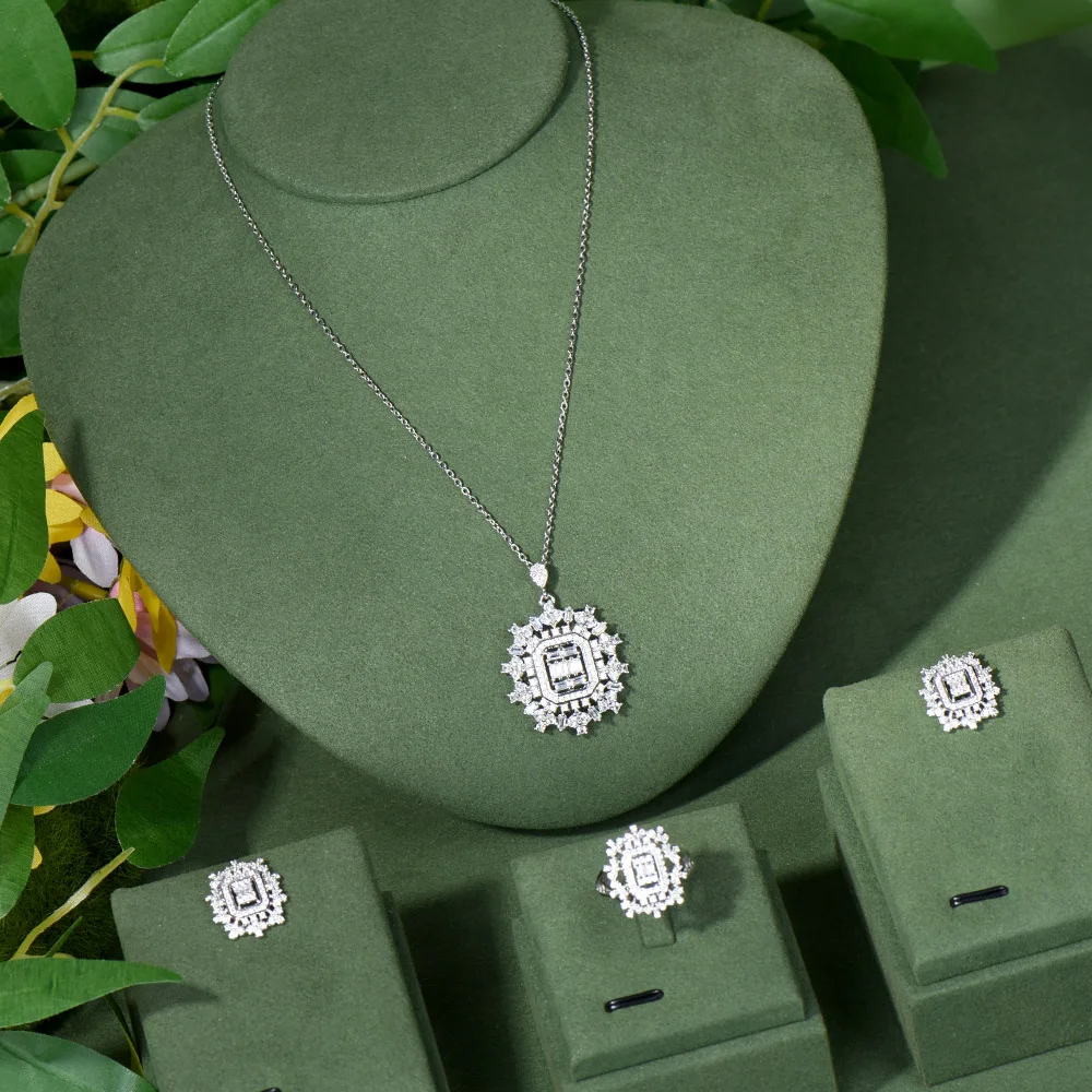 

4 шт., Женские Ювелирные наборы с фианитами