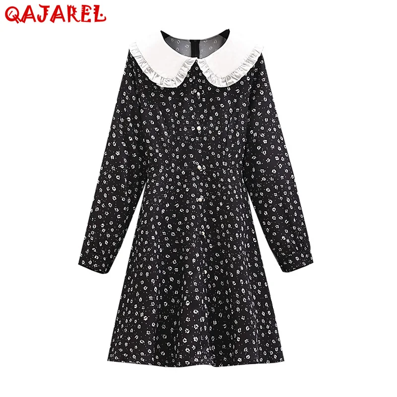 

Spring Autumn Black Floral Chiffon Boho Beach Casual Dress Women Korean Vintage Midi Dress 2022 New Elegant Bodycon Party Dress