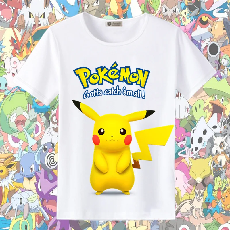

Футболка для мальчиков и девочек с изображением покемона Пикачу бульбазавра психоутки футболки с мультяшным принтом Детские Топы с коротким рукавом летняя детская одежда подарки