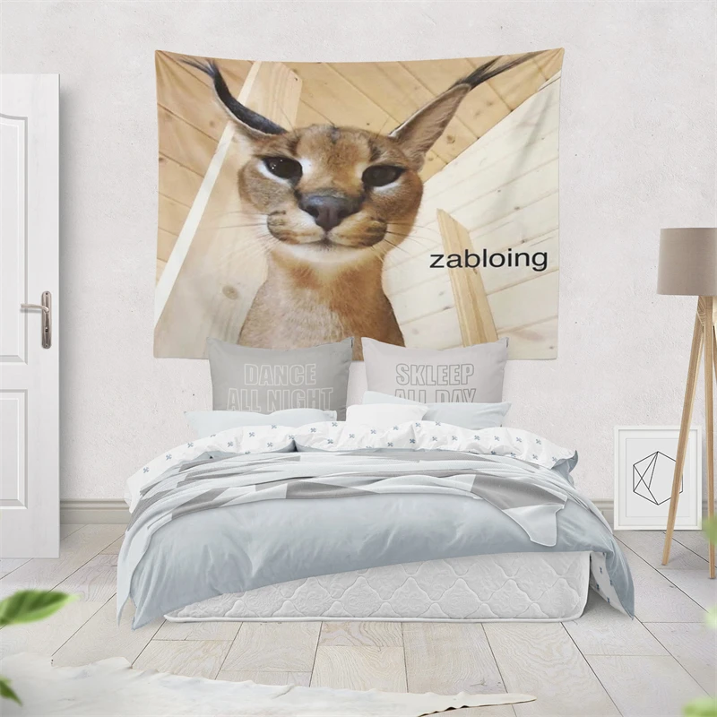 Aertemisi Zabloing Floppa Caracal Cat Gosha забавный мем гобелен настенный художественный гобелен для спальни, гостиной, вечеринки в общежитии колледжа (art.: 3920ca75a5ff0) - 3920ca75a5ff0