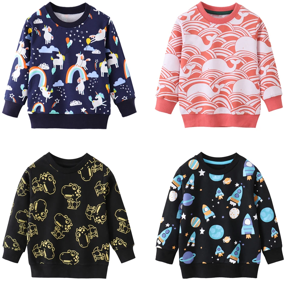 

2022 Одежда для маленьких мальчиков и девочек, свитер на весну и осень и зиму, детские вязаные толстовки с мультяшным единорогом, свитшот, детс...