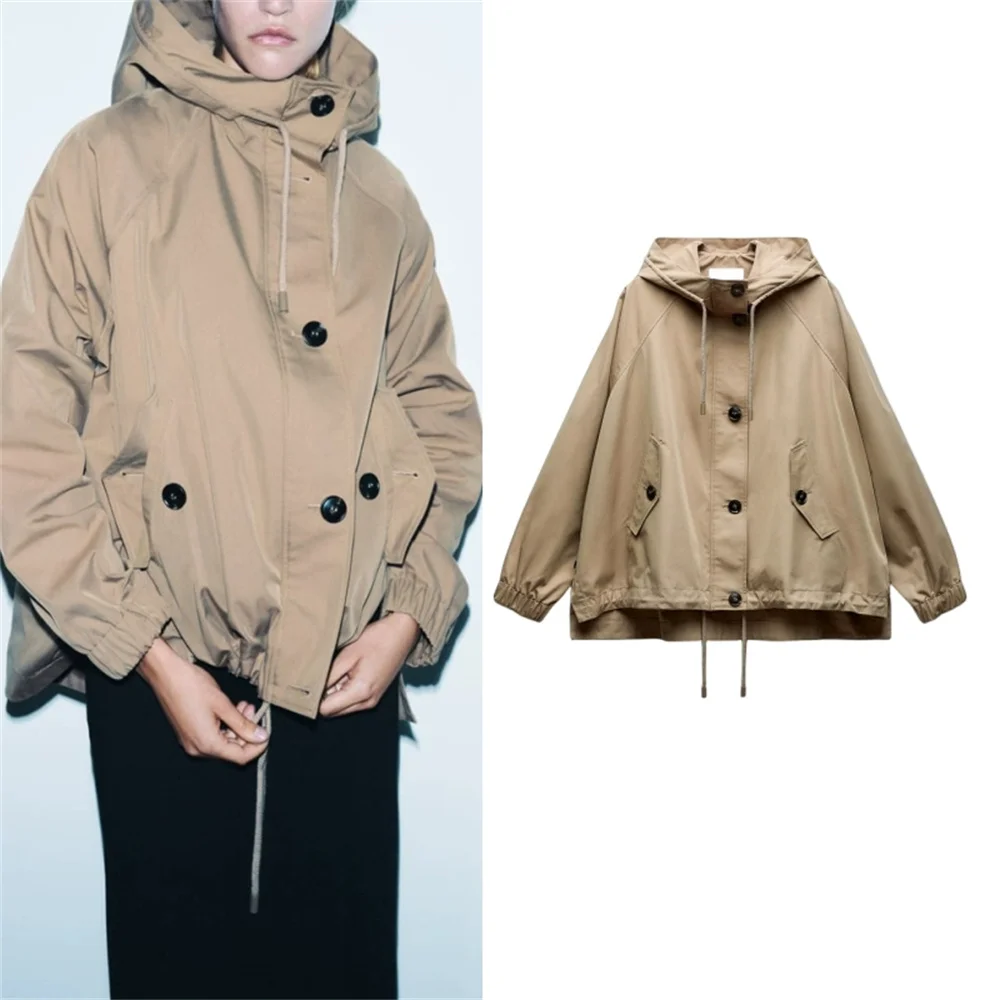 

Женская короткая ветрозащитная куртка на пуговицах, на осень и зиму, 2969046