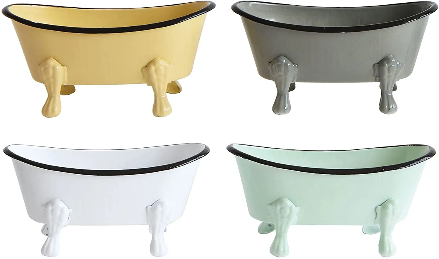 

Creative Co-Op Metal Bathtub (Set of 4 Colors) Soap Dish Set, Multi