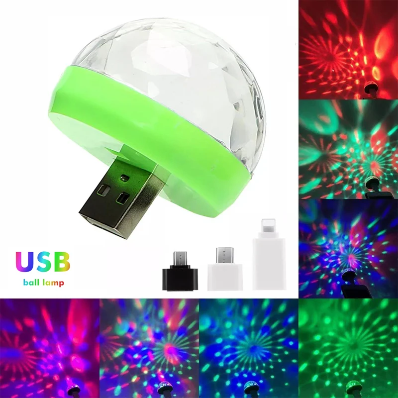Фото USB сценический светильник s мини светодиодная атмосферная светильник для сцены DJ лампа диско-шар домашние вечерние USB для Apple, Android телефон ди... №1